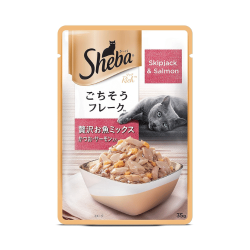 Sheba Premium Wet Cat Food Food, Fish Mix (Skipjack &amp; Salmon)