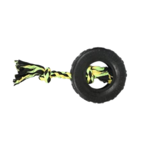 Tire Tread Tough Toy with Knotted Rope
