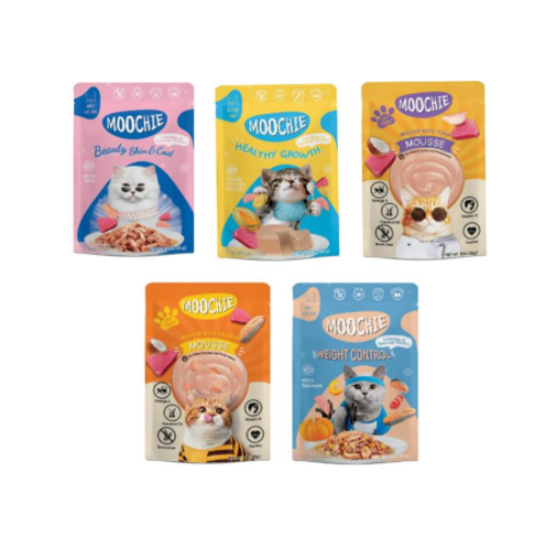 Moochie Cat Treats Collection: Beauty, Growth, Mousse, and Weight Control
