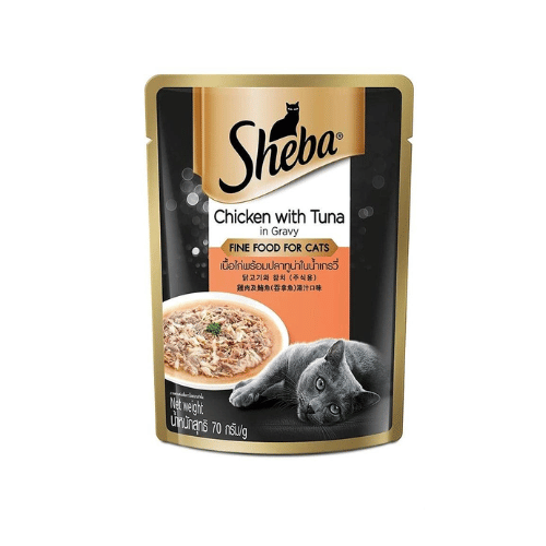 Sheba Rich Premium Adult (+1 Year) Fine Wet Cat Food, Chicken With Tuna In Gravy