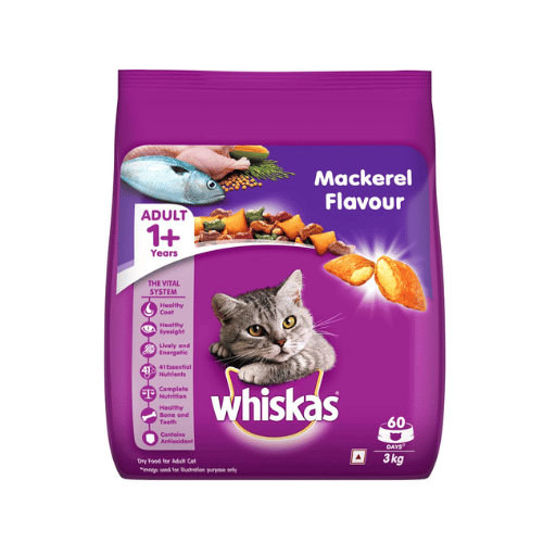 Whiskas Adult 1 Year Above Dry Cat Food Mackerel Flavour